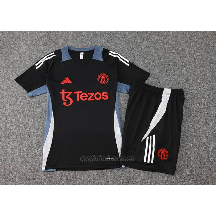 Chandal del Manchester United Manga Corta 2024-2025 Negro - Pantalon Corto
